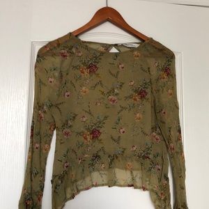 Zara olive green floral top